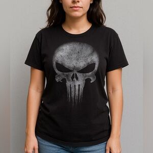 Marvel The Punisher Skull Black Graphic Tee – Size 3XL